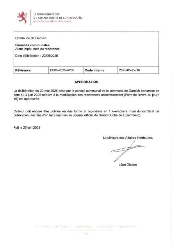 Modification des redevances assainissement