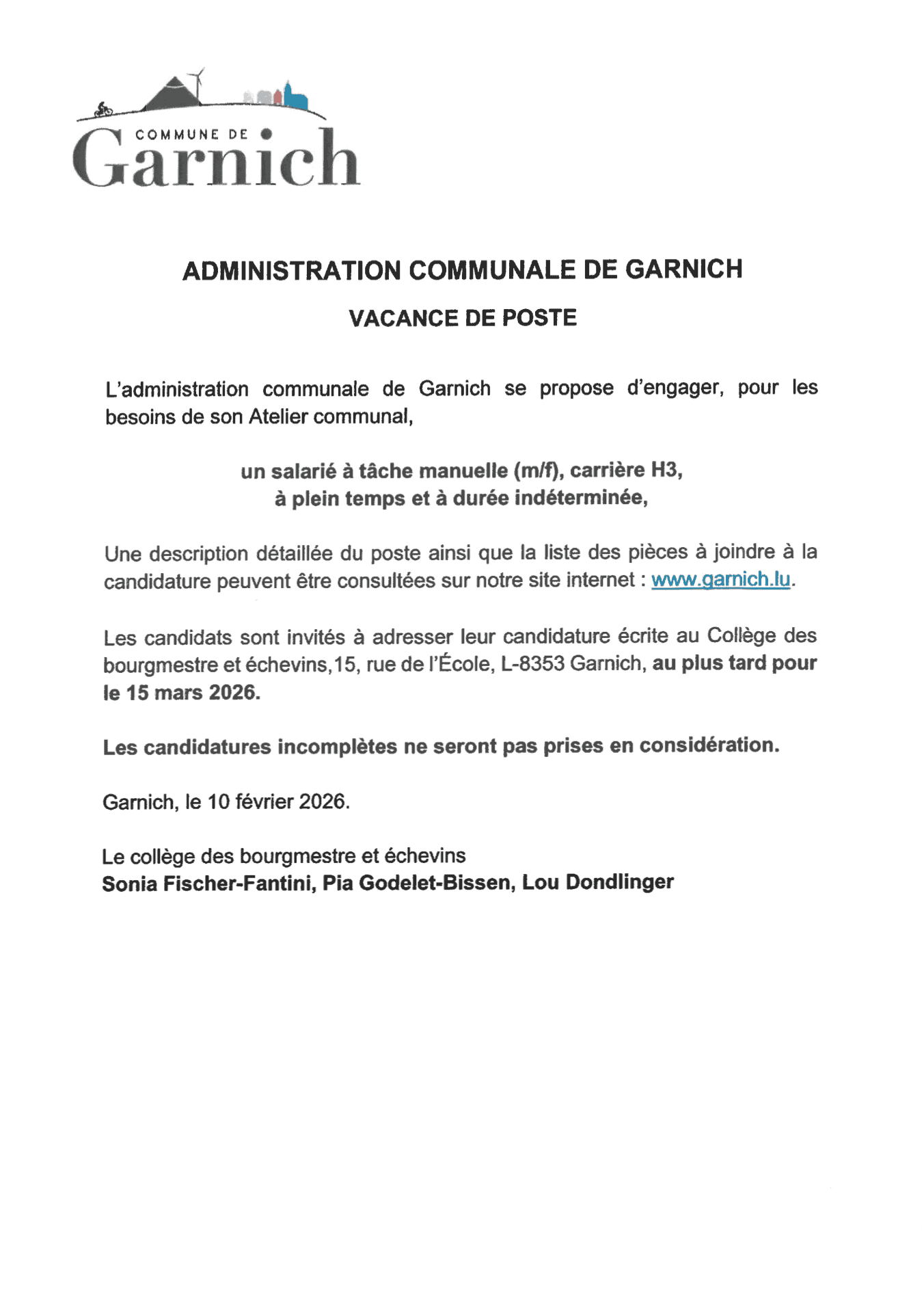 AVIS Salarie tache manuelle H3