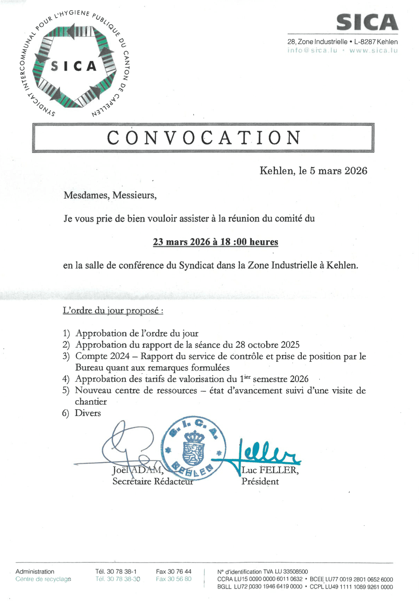 SICA Convocation Comité 23-03-2026 (Pub 09-03-2026)